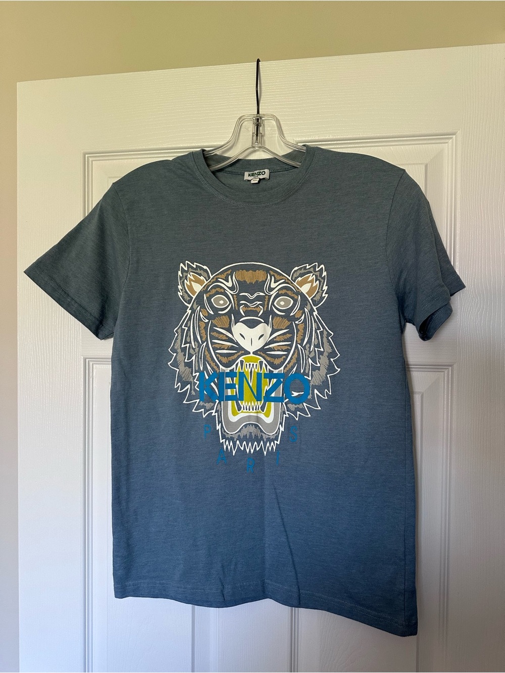 Kenzo Slate Blue Short-Sleeve Tiger Logo Tee